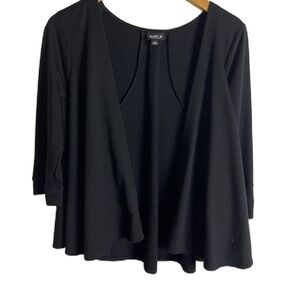 Alan B by Alan Schwartz Open Black 3/4 Sleeve Swing Cardigan